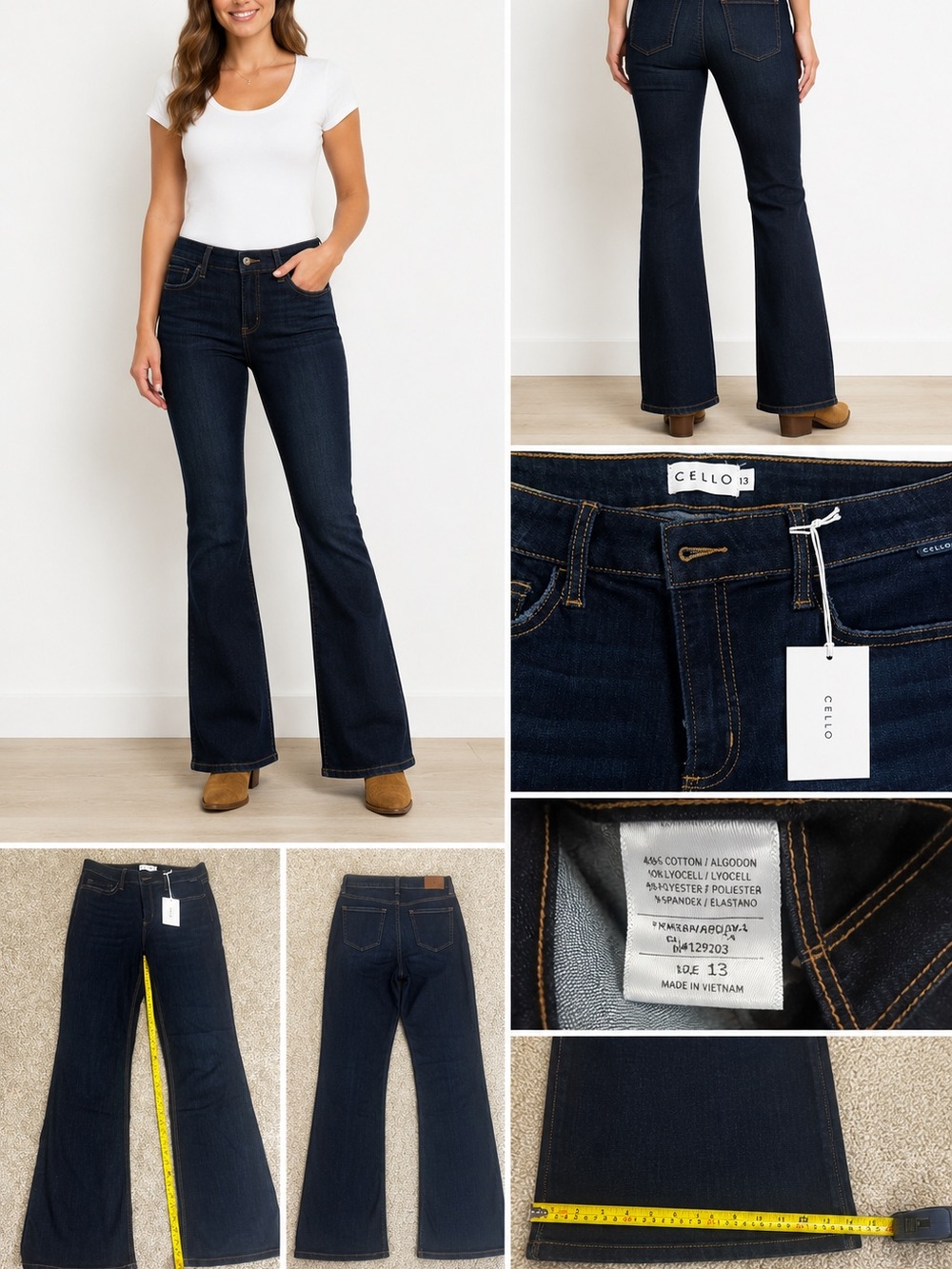 CELLO Women’s Size 13 Dark Wash Flare Bootcut Jeans Stretch NWT
